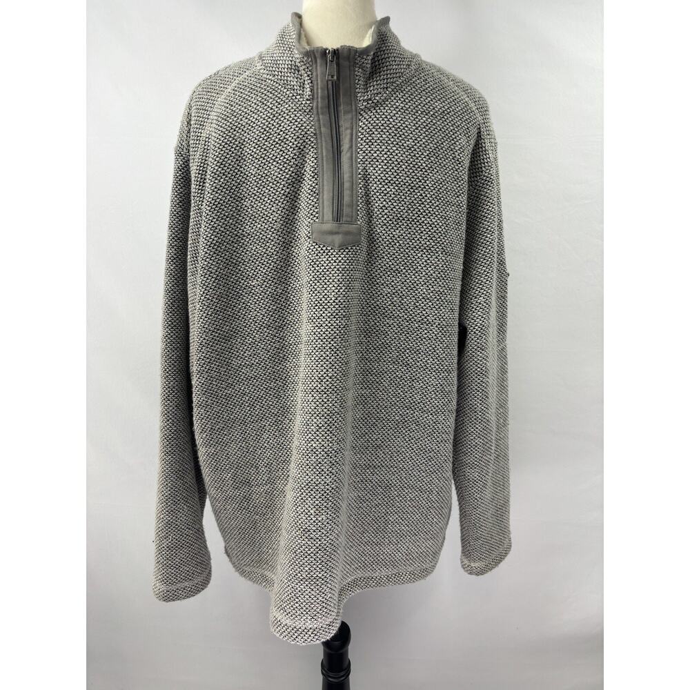 Orvis Brighton Fleece 1/4 Quarter Zip Sweater Black Cream Size XXL Funnel Neck